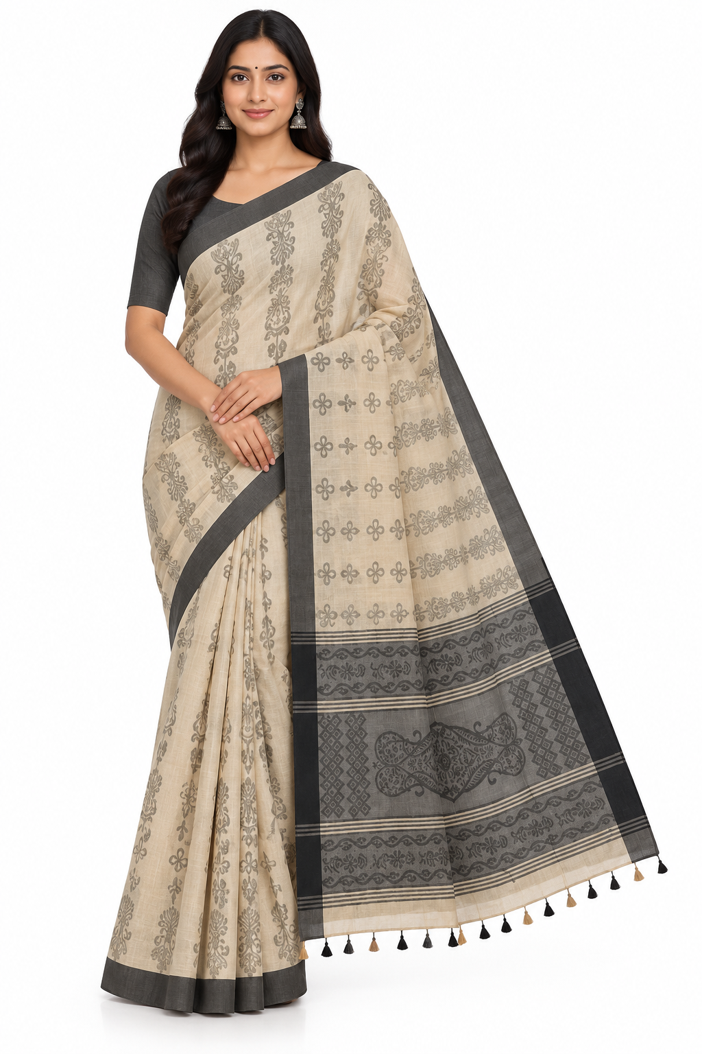 Women's Jacquard Cotton Blend Khadi Saree | Lightweight Ethnic Wear Saree for Daily Wear & Casual Outings - G189