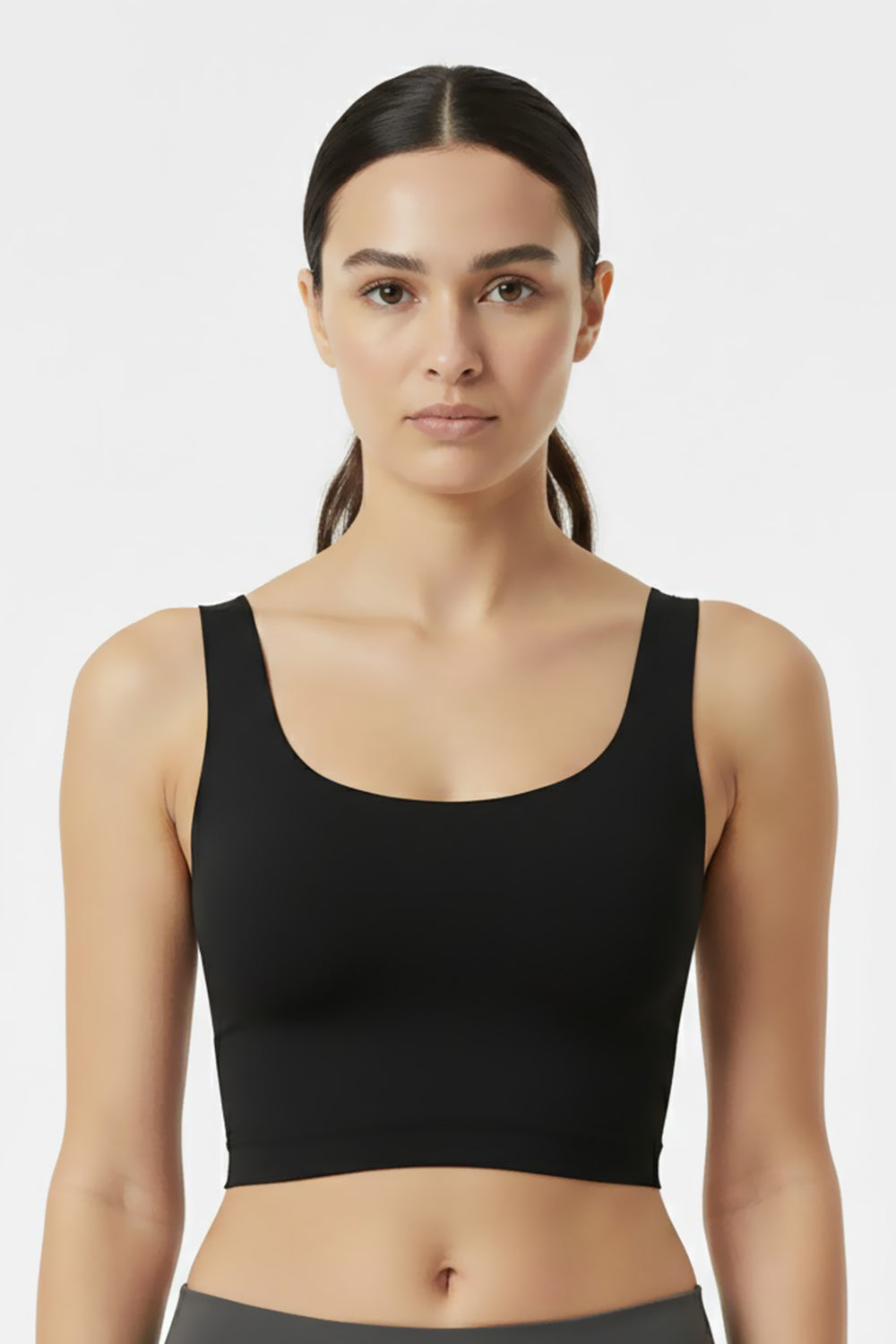 Teen Girls’ Padded Sport Bra – Full-Coverage, Seamless & Removable-Pad Crop-Slip Style - 1602