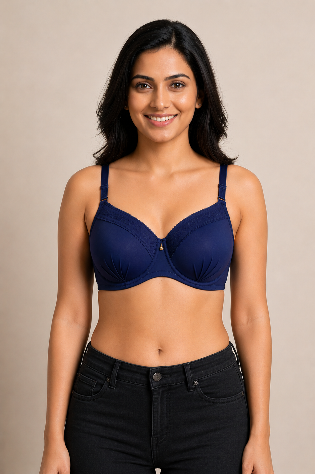 Women's Padded Lace Underwired Bra | Medium Coverage Seamless Cotton Blend Push-Up Bra for Women | Everyday Comfort & Fashion Bra - 9893