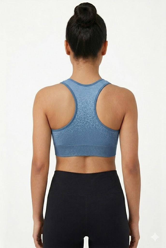Seamless Racerback Bra for Women – Medium Coverage Padded Cotton Blend Bra with Removable Pads | Pull-On Active Comfort Bra - 6996