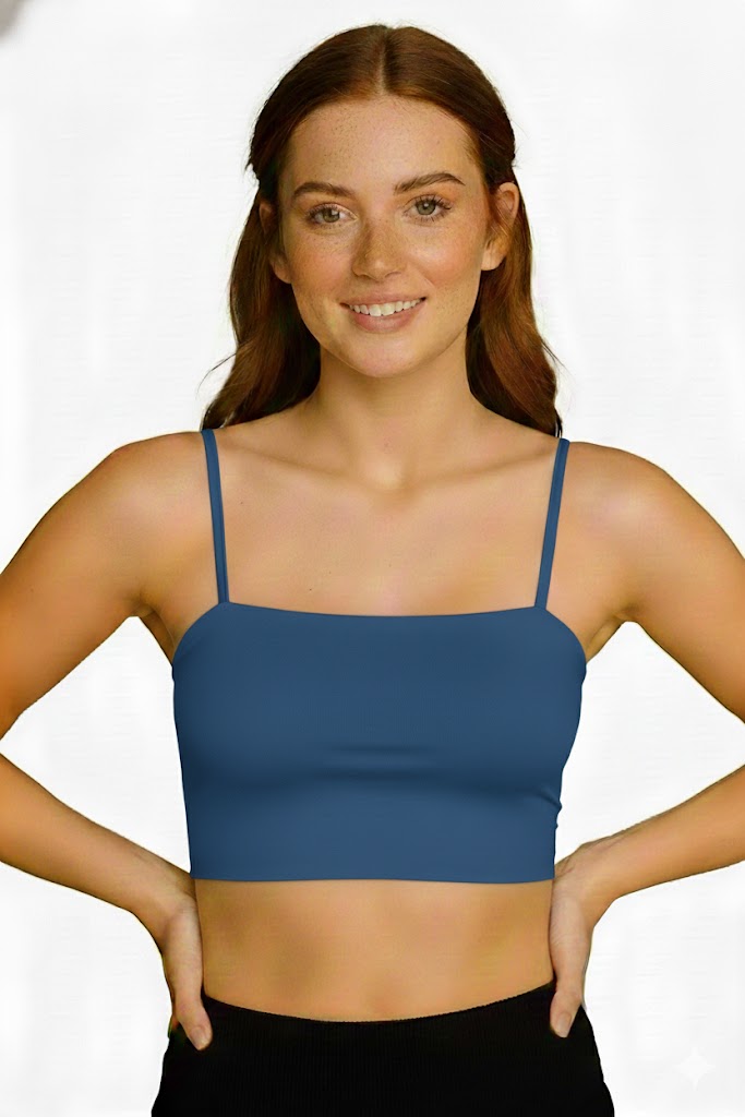 Teen Girls’ Full-Coverage Sport Padded Bra – Seamless Crop-Slip Design with Spaghetti Straps & Soft Fit - 1888