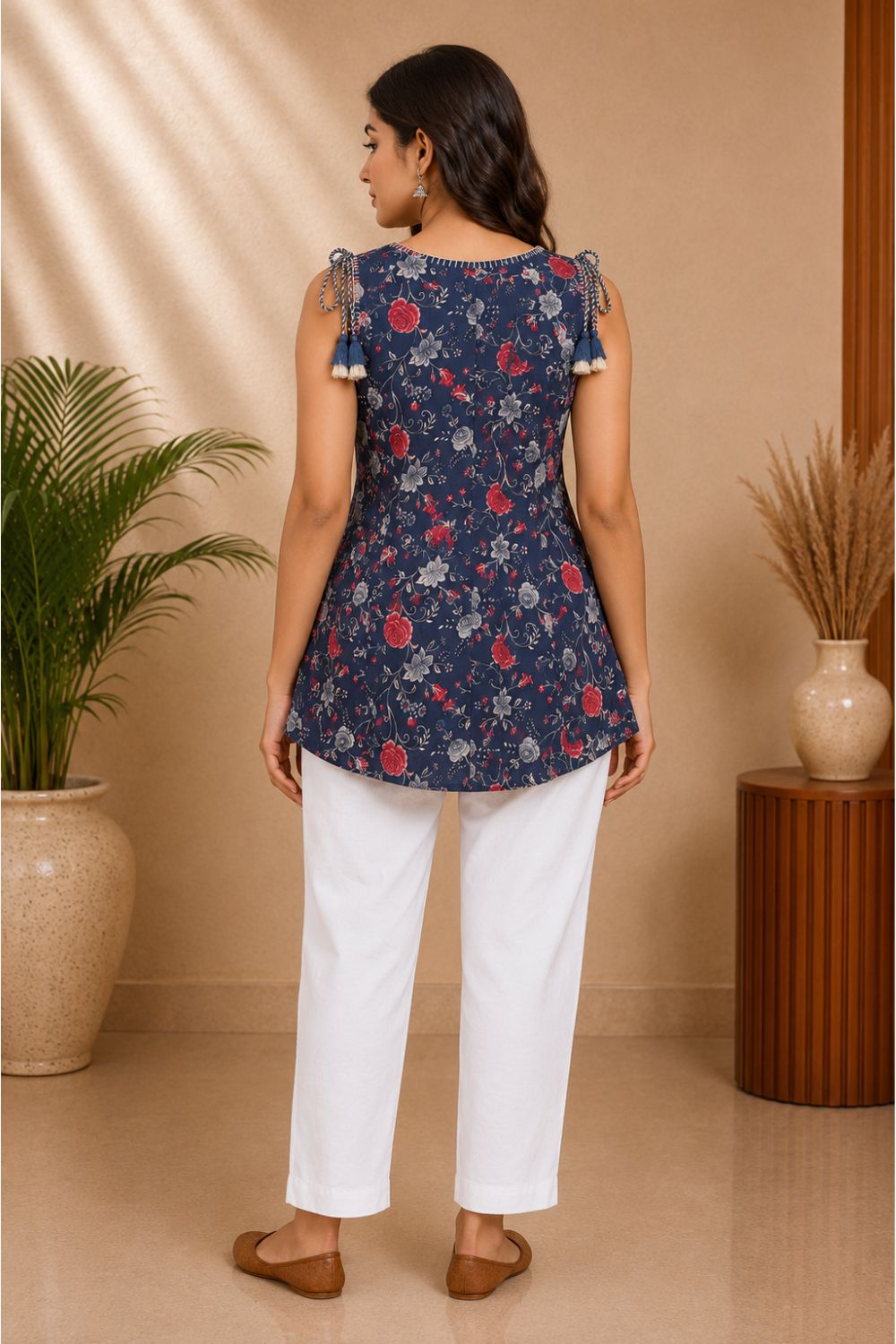 Women's Cotton Blend Printed Sleeveless Top | Round Neck Casual Top for Women | Regular Fit Everyday Fashion Top - JS23