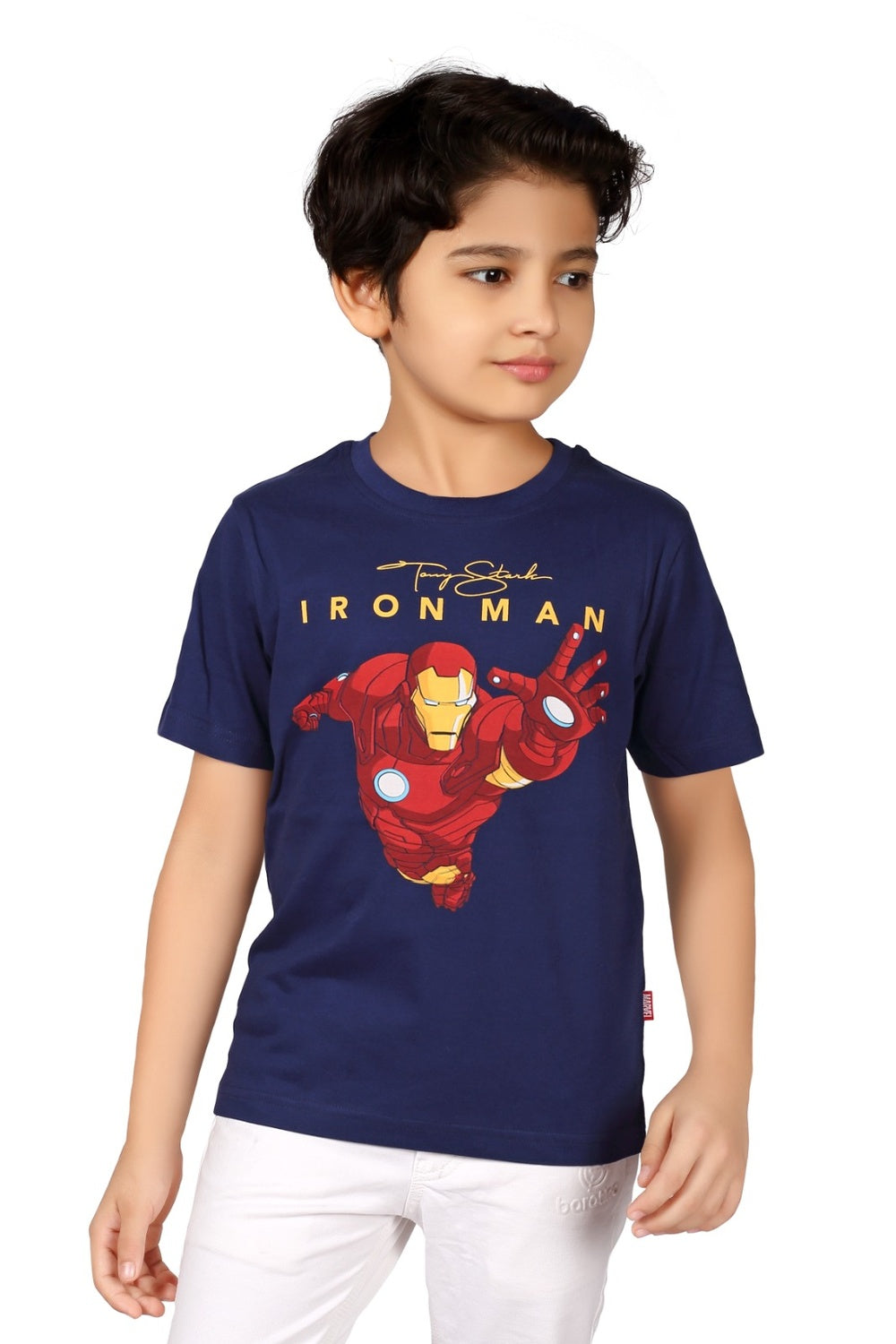 Boys Printed Cotton-Blend T-Shirt | Round Neck Short Sleeve Regular Fit Daily Wear Tee - Blue - 3015