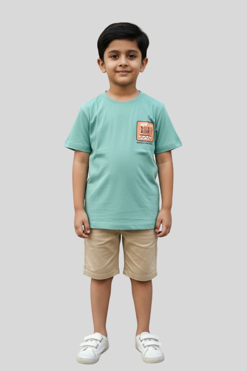 Boys’ Printed Cotton-Blend T-Shirt | Round Neck, Short Sleeves, Regular Fit - 826