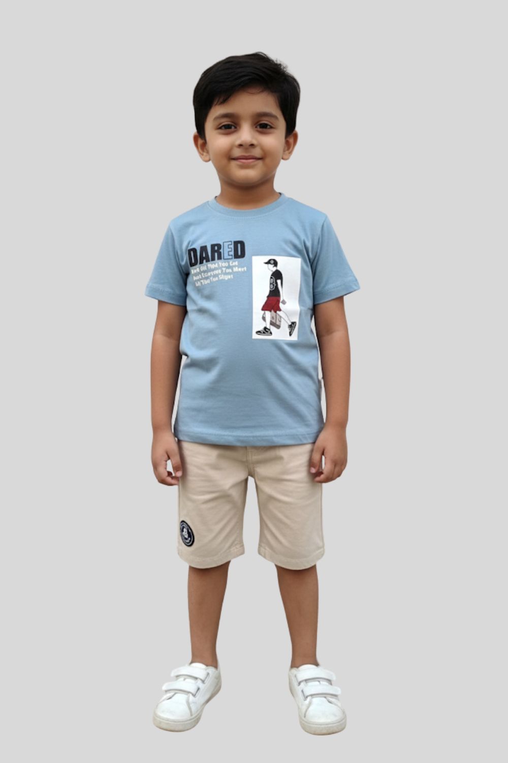 Boys’ Printed Cotton-Blend T-Shirt | Round Neck, Short Sleeves, Regular Fit - 826