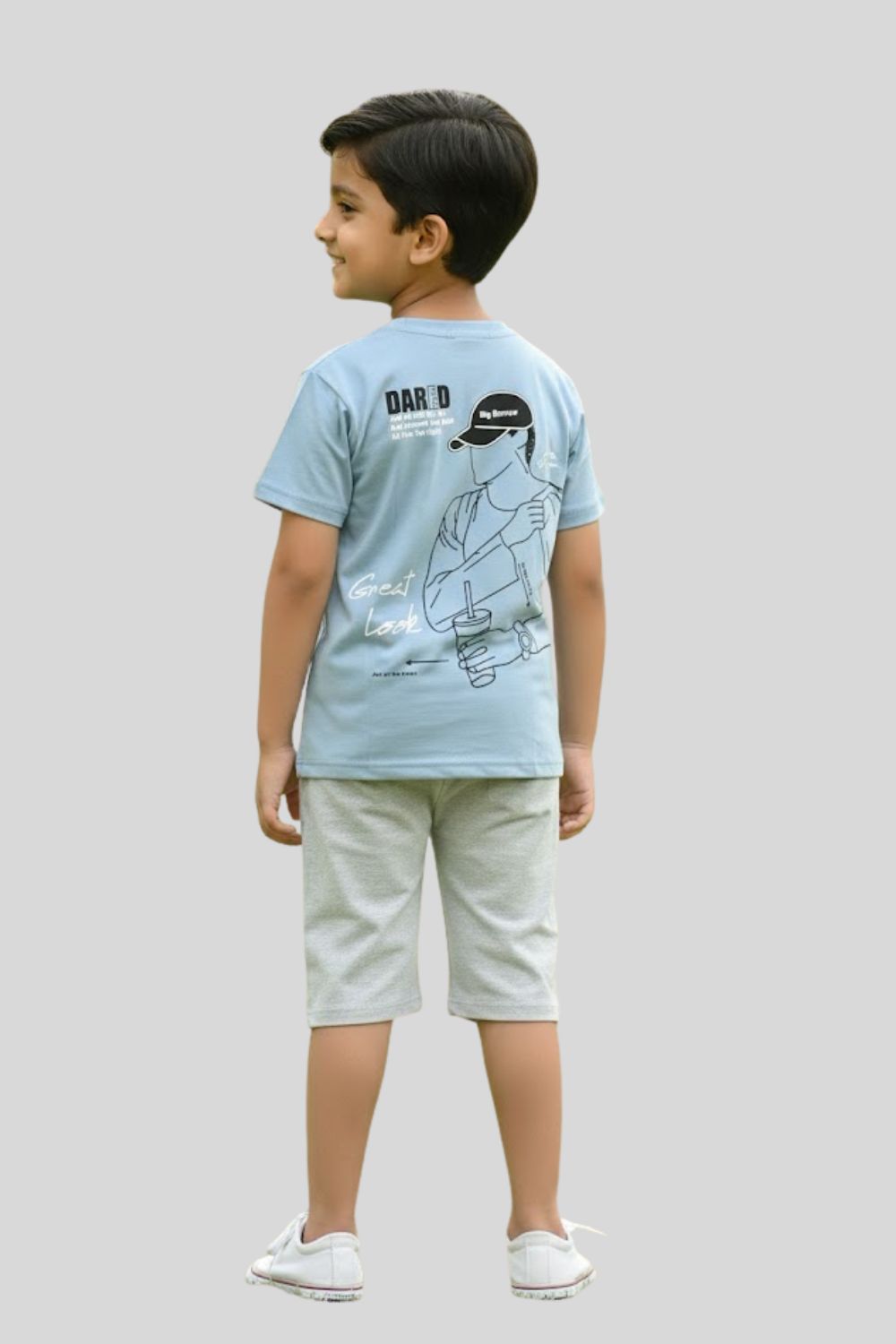 Boys’ Printed Cotton-Blend T-Shirt | Round Neck, Short Sleeves, Regular Fit - 826