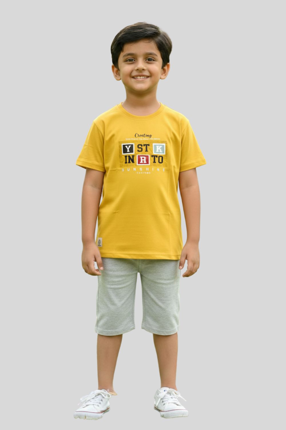 Boys’ Printed Cotton-Blend T-Shirt | Round Neck, Short Sleeves, Regular Fit - 833