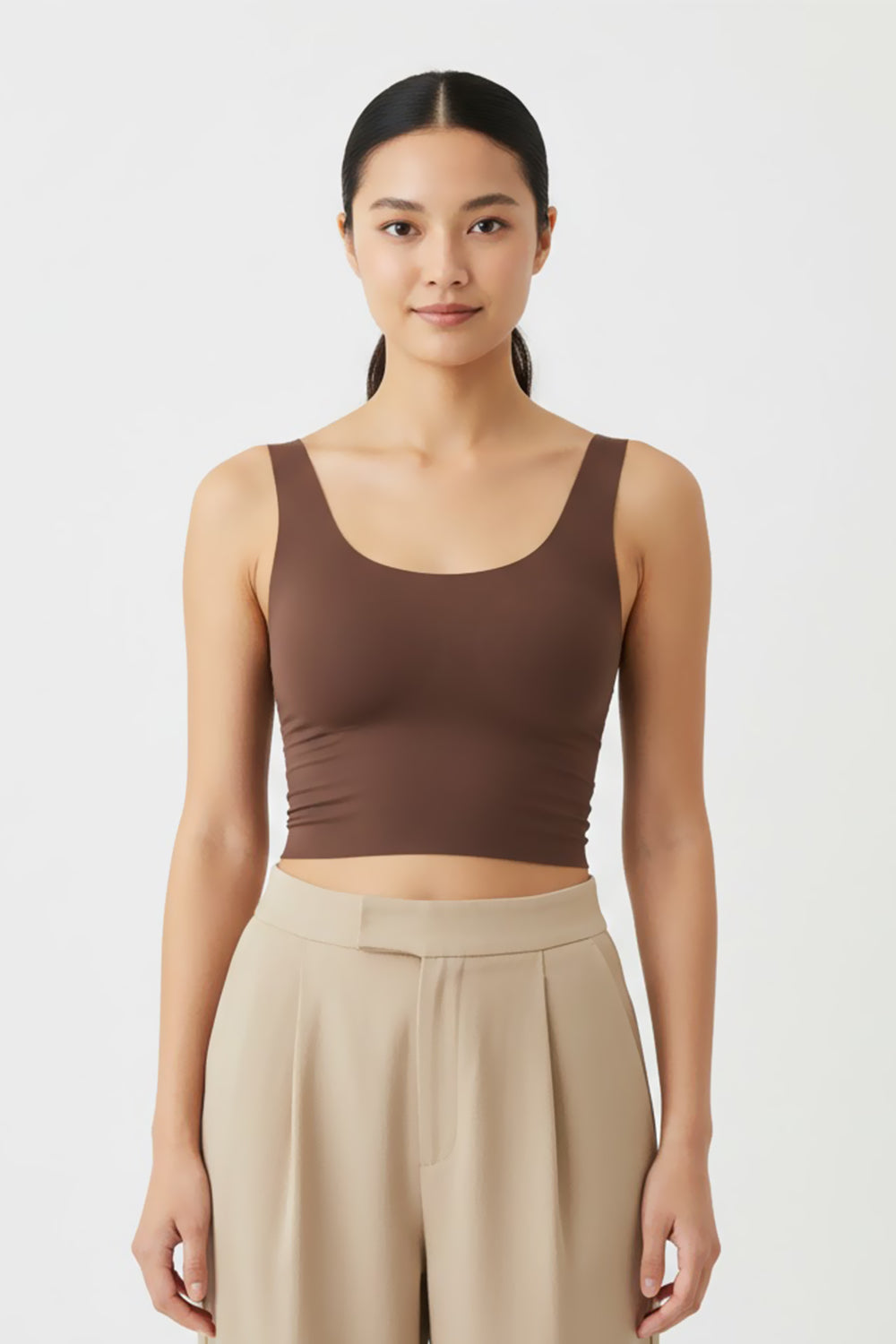 Teen Girls’ Padded Sport Bra – Full-Coverage, Seamless & Removable-Pad Crop-Slip Style - 1602