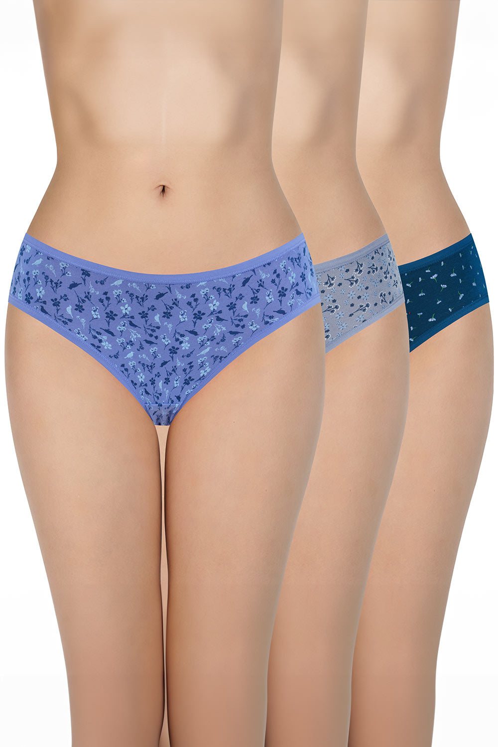 Amante Women's Cotton Bikini Panties Pack of 3 – Low Rise Breathable Soft Stretch Everyday Bikini Briefs - PPK33102