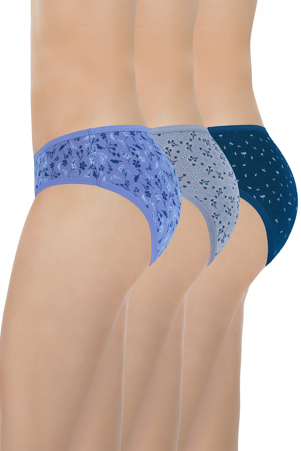 Amante Women's Cotton Bikini Panties Pack of 3 – Low Rise Breathable Soft Stretch Everyday Bikini Briefs - PPK33102