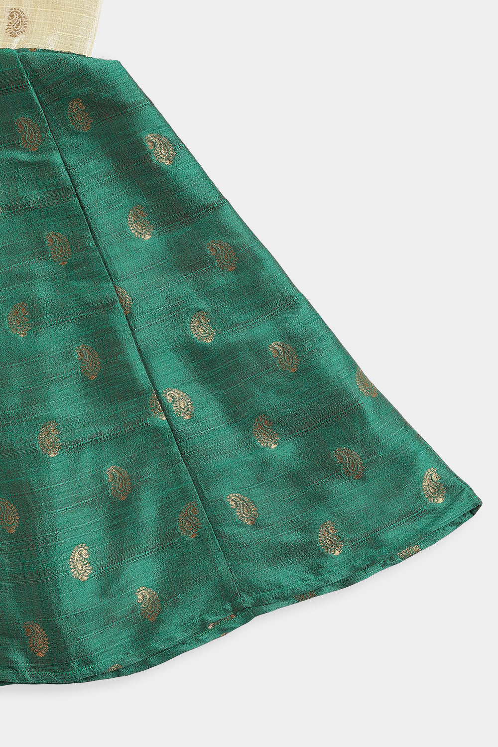 Chittythalli Girls Cotton Blend Frock – A-Line Halter Neck Ethnic Dress with Paisley Print | Traditional Wear for Toddlers - FR49