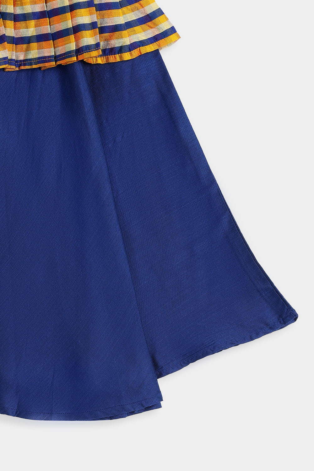 Chittythalli Girls Cotton Slub Frock – Checked Peplum Ethnic Dress with Angrakha Style & Circular Skirt | Toddler Traditional Wear - FR53