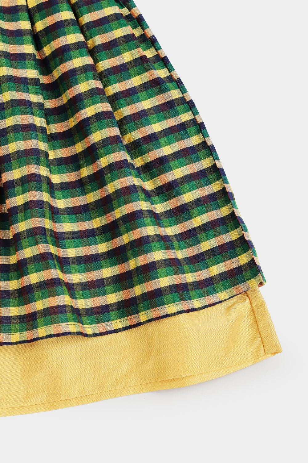Chittythalli Girls Cotton Slub Mini Checked Layered Frock – Traditional Ethnic Wear Dress for Toddlers | Regular Fit | Circular Neck | Back Button Opening | Summer Casual Dress - FR52