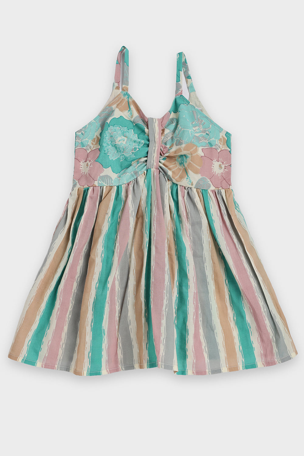 Chittythalli Girls Ethnic Summer Frock | Jaipur Printed Cotton Toddler Dress with Front Gathered Bow Top | Smocked Back | Woven Regular Fit Kids Dress - FR46