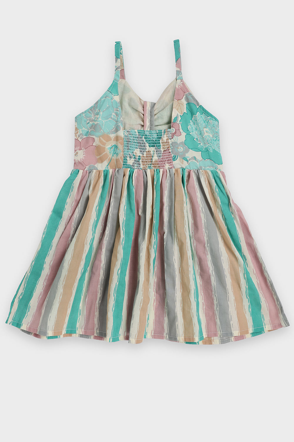 Chittythalli Girls Ethnic Summer Frock | Jaipur Printed Cotton Toddler Dress with Front Gathered Bow Top | Smocked Back | Woven Regular Fit Kids Dress - FR46