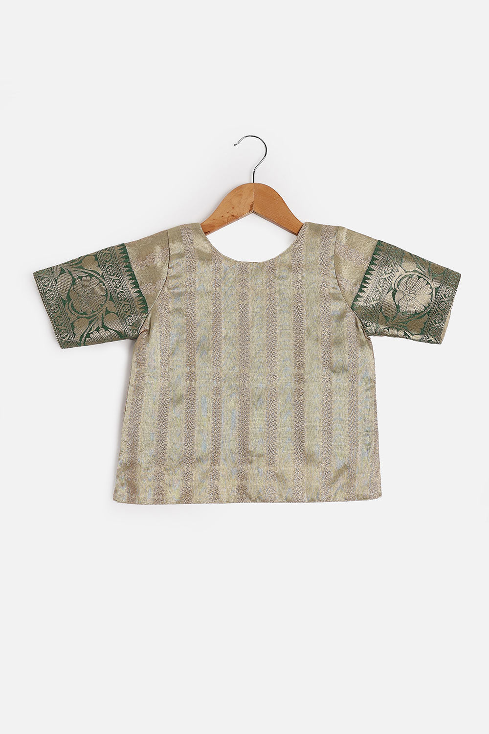 Chittythalli Girls’ Festive Pavadai Set | Layered Blouse, Embroidered Tank Top & Knife-Pleated Skirt - PS94