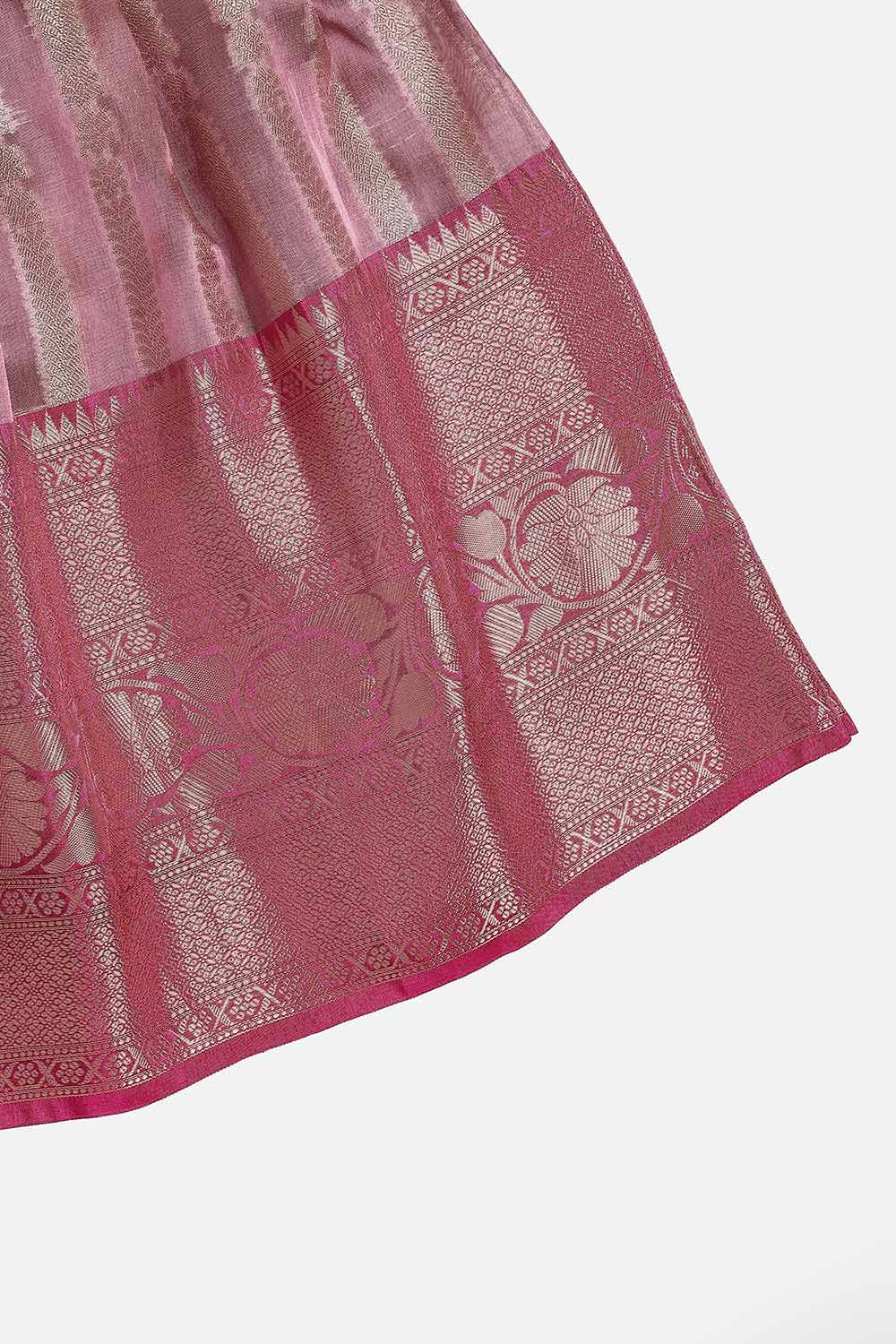 Chittythalli Girls’ Festive Pavadai Set | Layered Blouse, Embroidered Tank Top & Knife-Pleated Skirt - PS94