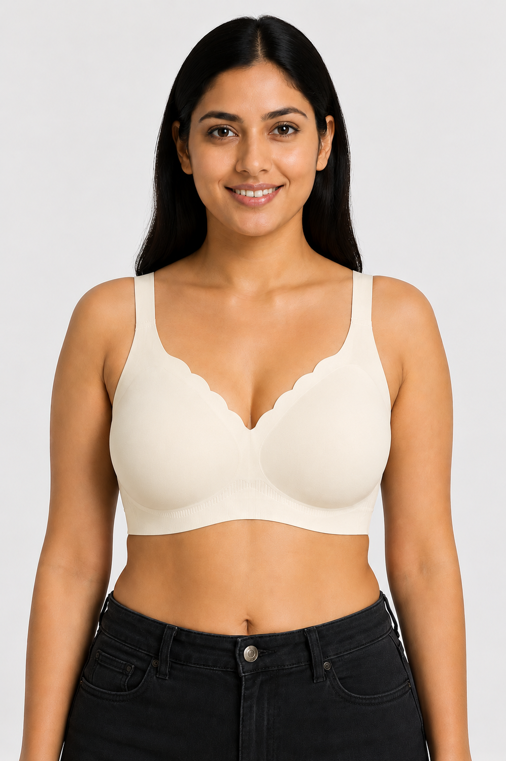 Women's Seamless Padded Full Coverage Plus Size Bra | Non-Wired Modal Bra with Broad Straps | Soft Everyday T-Shirt Bra for Women - 9330