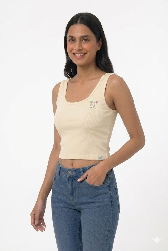 Seamless Cotton Blend Tank Top Bra for Teen Girls & Women – Non Wired Non Padded Innerwear | Sweat Absorbent Everyday Comfort Tank Top - 0778