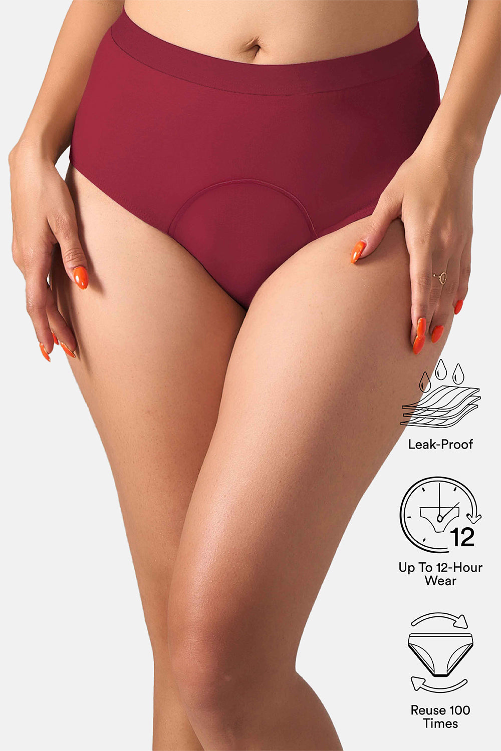 Mahina Reusable & Leak Proof Period Panty Blush Red Cotton High Rise Super Heavy Flow Pack of 1