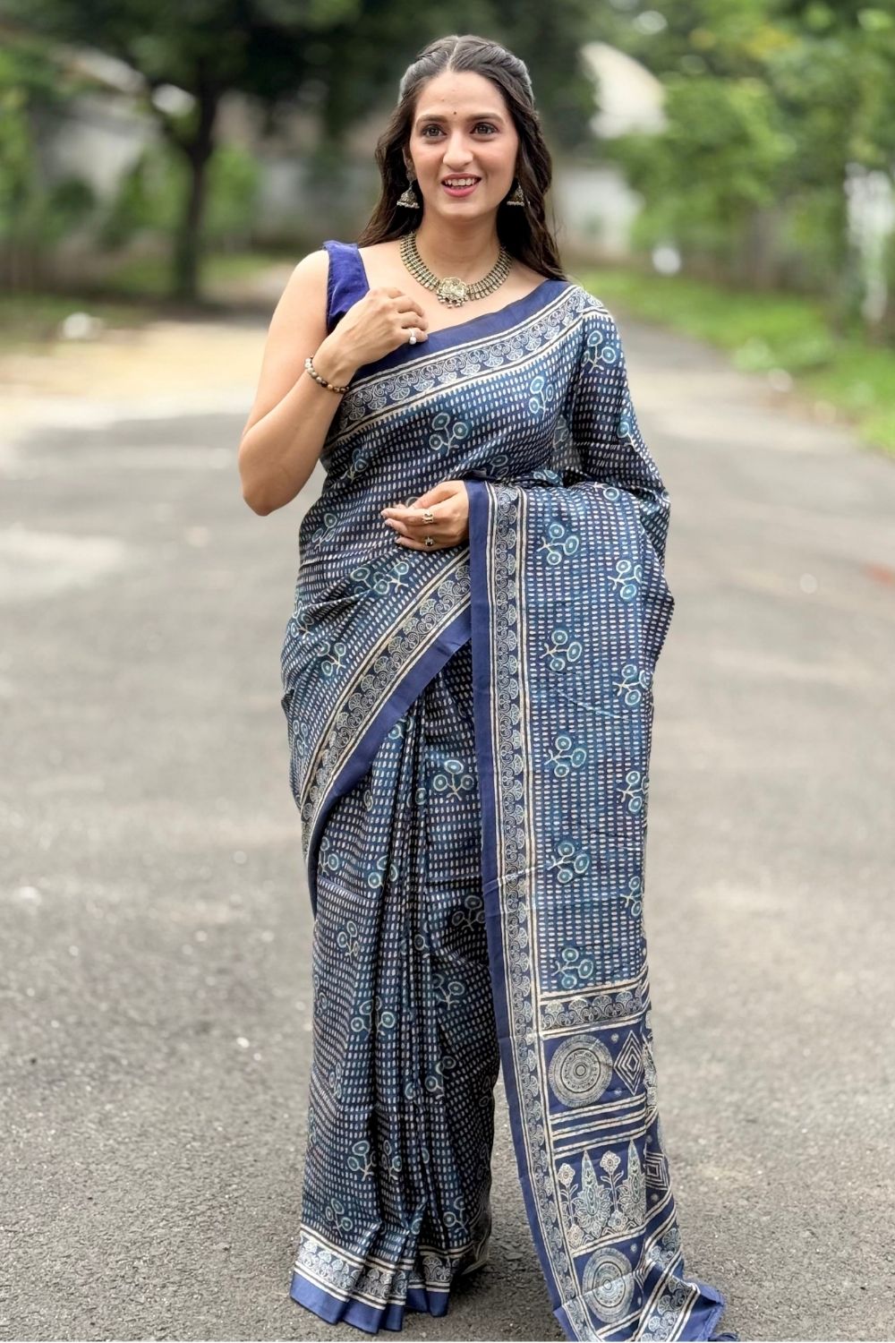 Women's Art Silk Tussar-Style Printed Saree | Elegant Festive & Occasion Wear Ethnic Saree | 4035