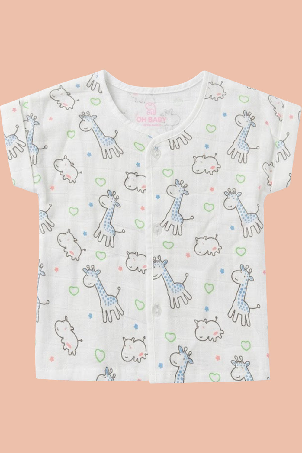 Oh Baby 100% Pure Cotton Everyday Comfort Baby Vest – Soft Breathable Infant Innerwear for Newborn Boys & Girls - Printed - EV01