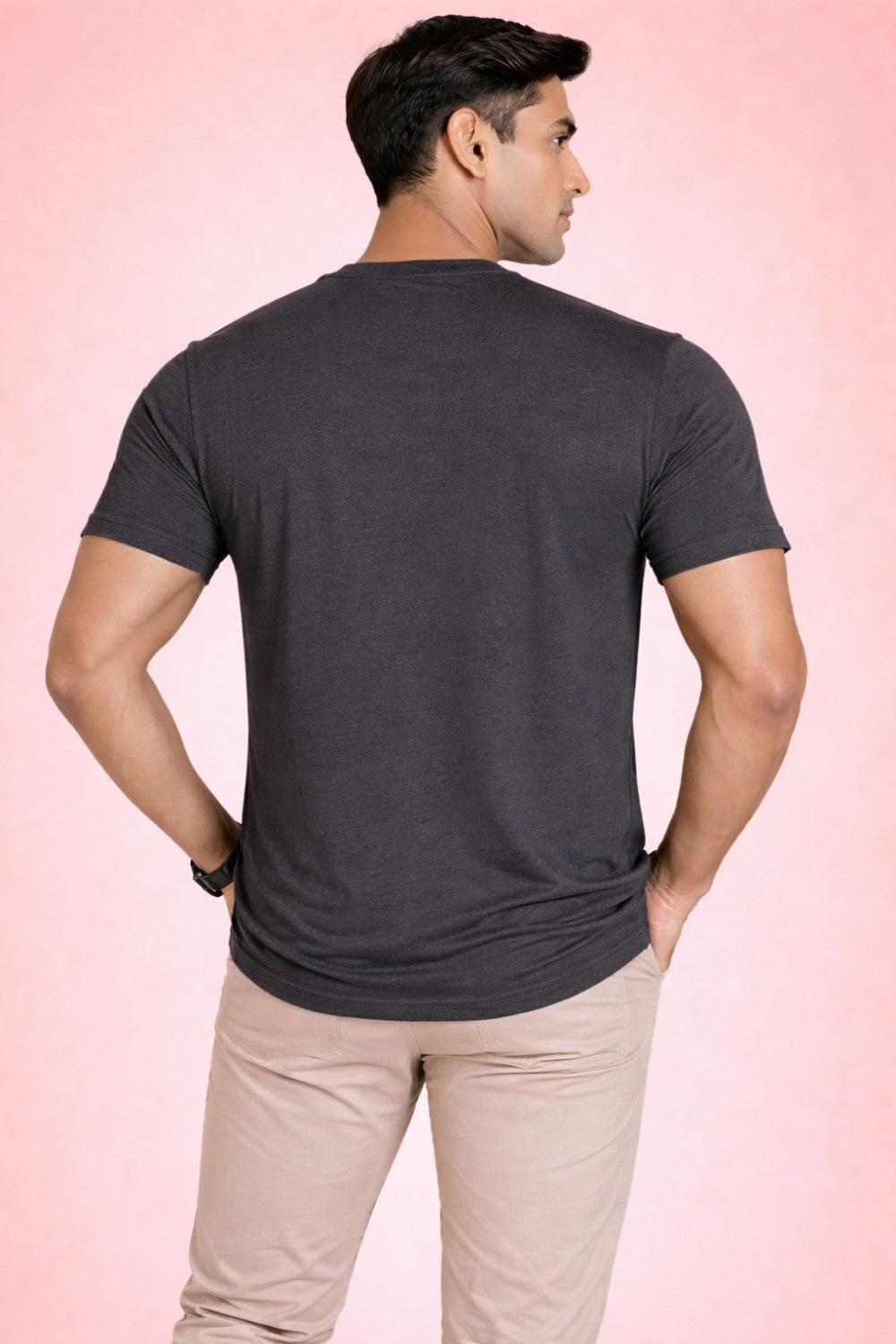 Enhance Men’s Cotton Printed T Shirt Round Neck Half Sleeve Football Graphic Casual Everyday Wear Knit Regular Fit - Grey - TG17