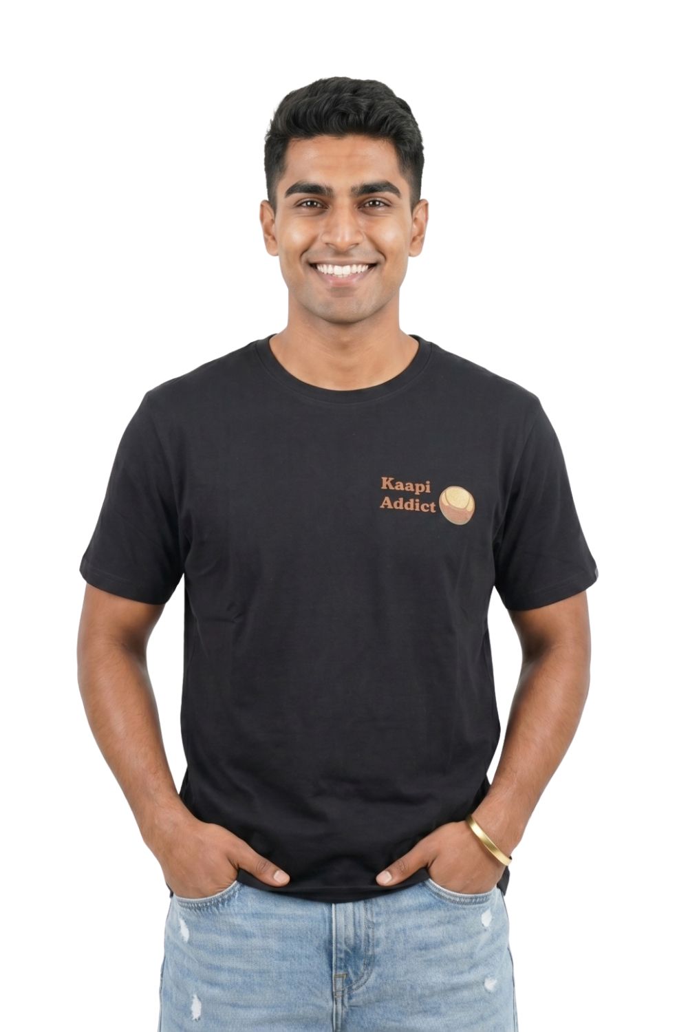 Enhance Men’s Cotton T-Shirt – Round Neck Printed T-Shirt with Coffee Graphic | Casual Everyday Wear T-Shirt - Black - TG15