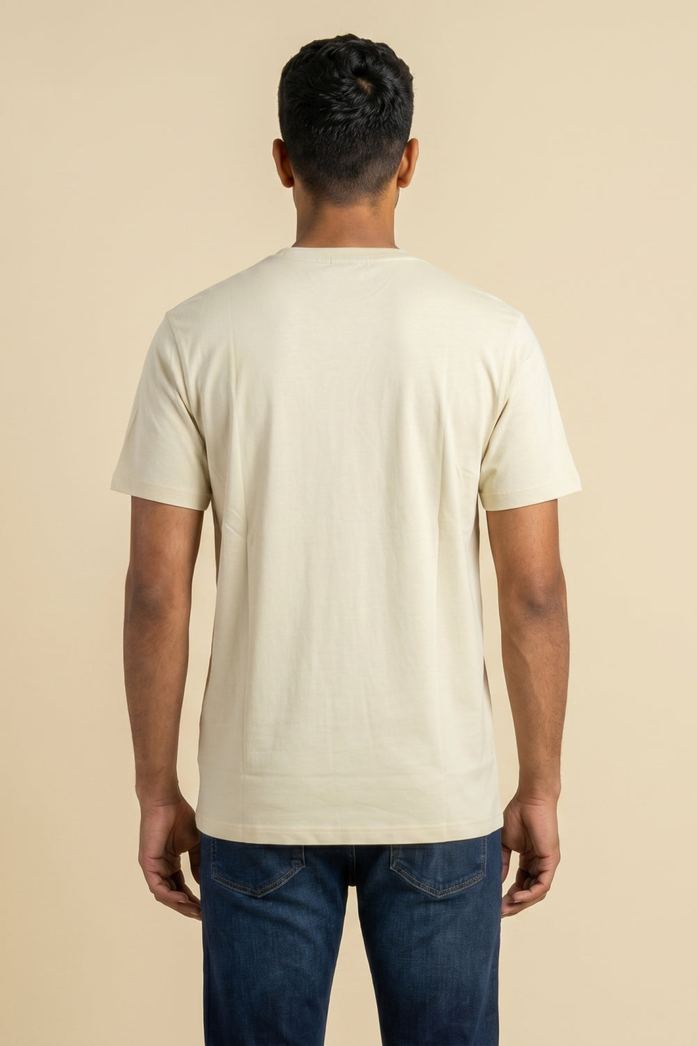 Enhance Men’s Cotton T-Shirt – Round Neck Printed T-Shirt with Football Graphic | Casual Everyday Wear T-Shirt - Cream - TG18