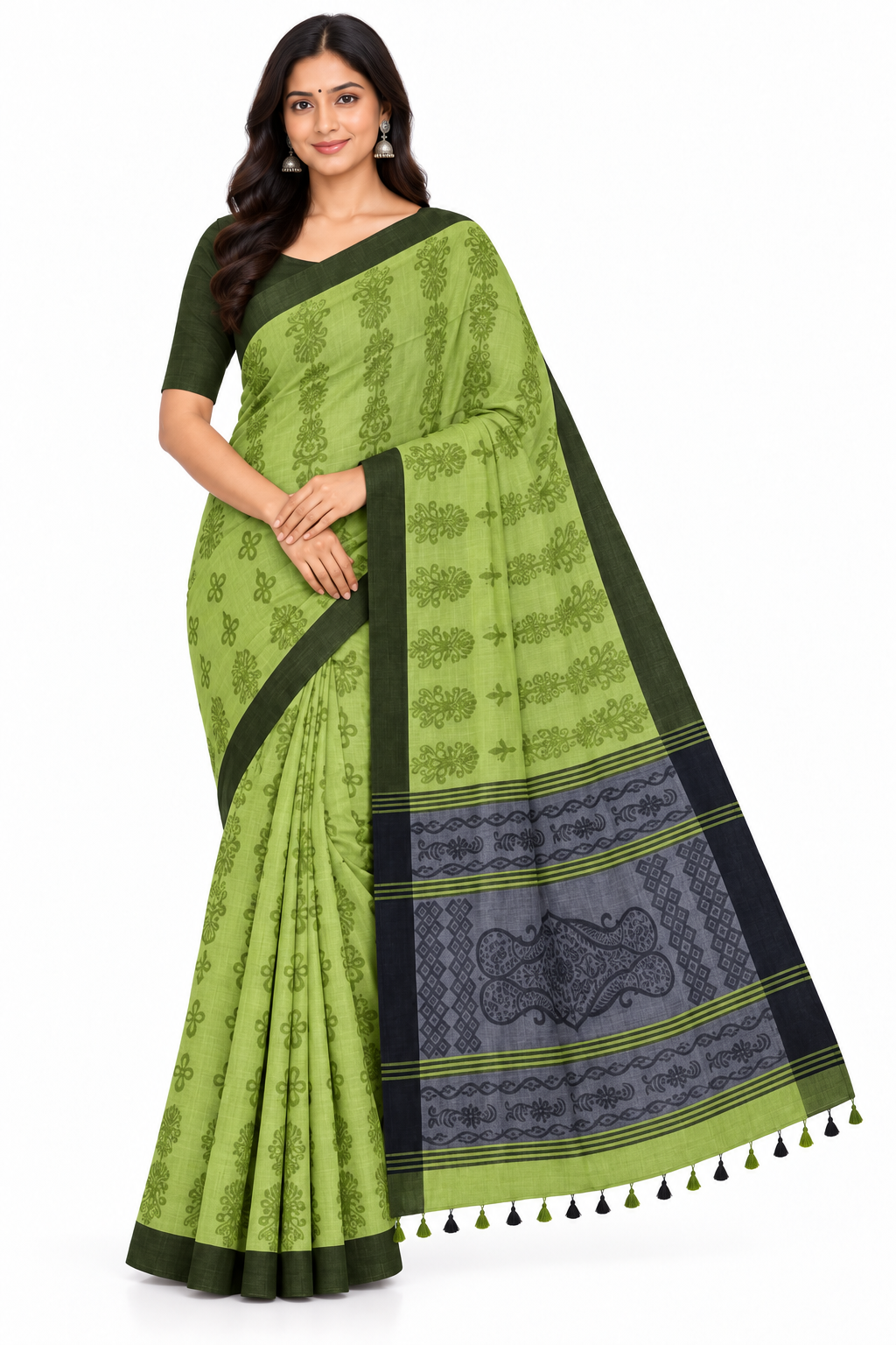 Women's Jacquard Cotton Blend Khadi Saree | Lightweight Ethnic Wear Saree for Daily Wear & Casual Outings - G189