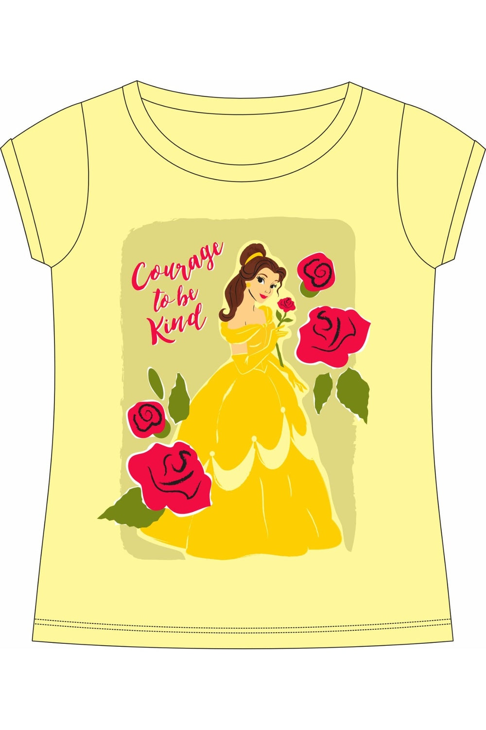 Girls Printed Cotton-Blend T-Shirt | Round Neck Short Sleeve Regular Fit Daily Wear Tee - Lemon - 3002