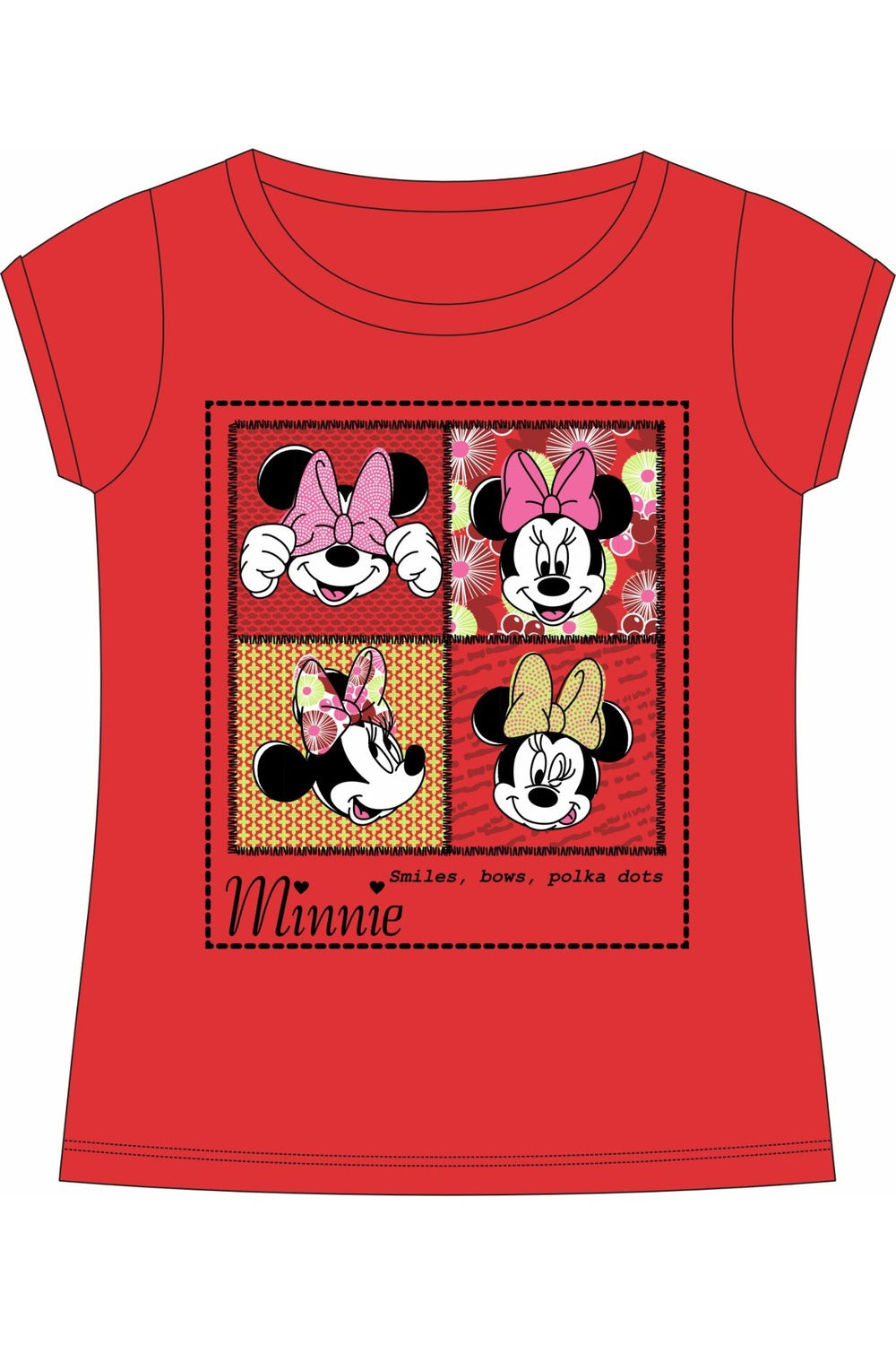 Girls Printed Cotton-Blend T-Shirt | Round Neck Short Sleeve Regular Fit Daily Wear Tee - Red - 3002