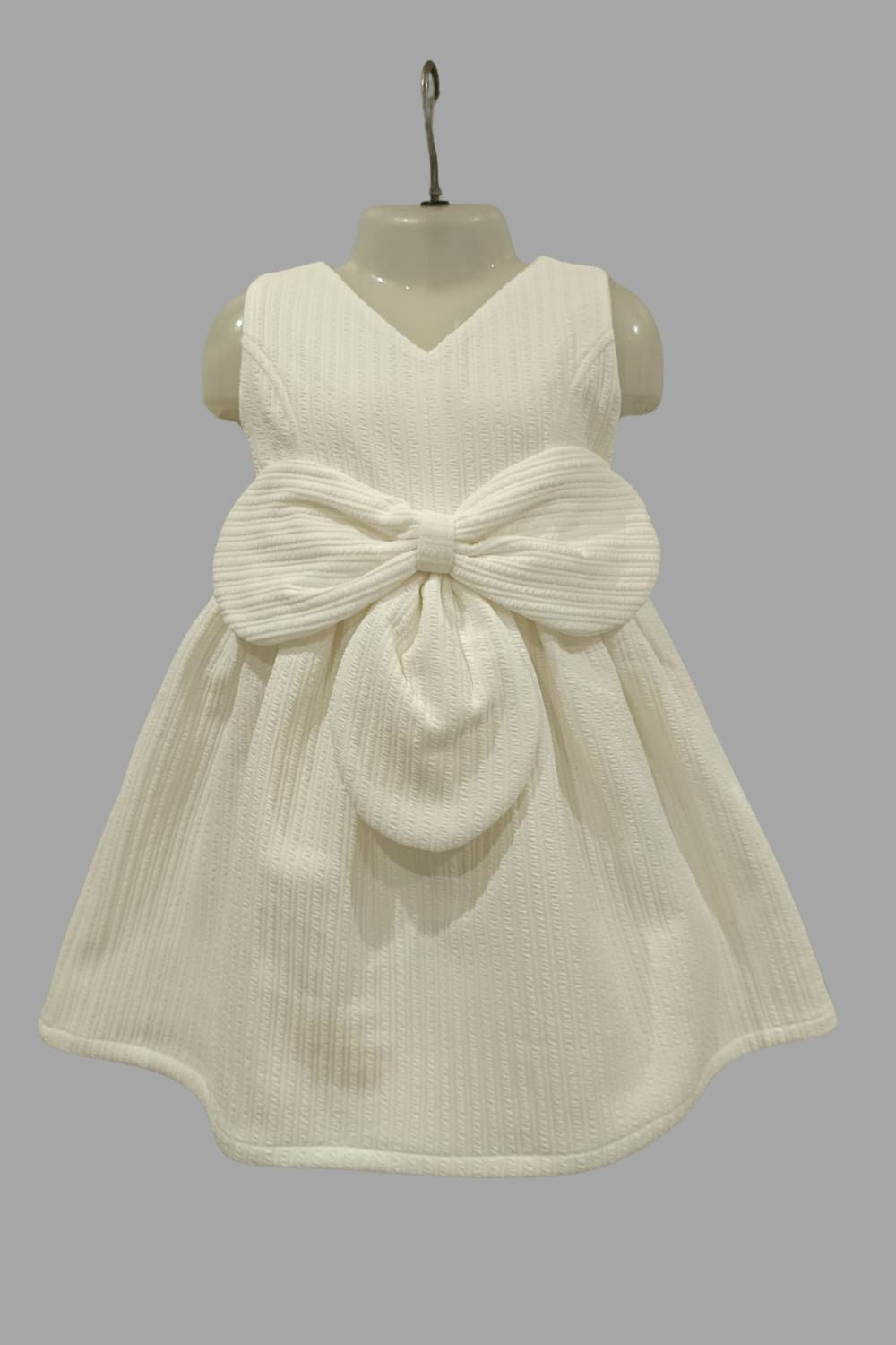 Girls V-Neck Sleeveless Cotton-Poly Dress | Solid Knee-Length Regular Fit Daily Wear Frock - B629