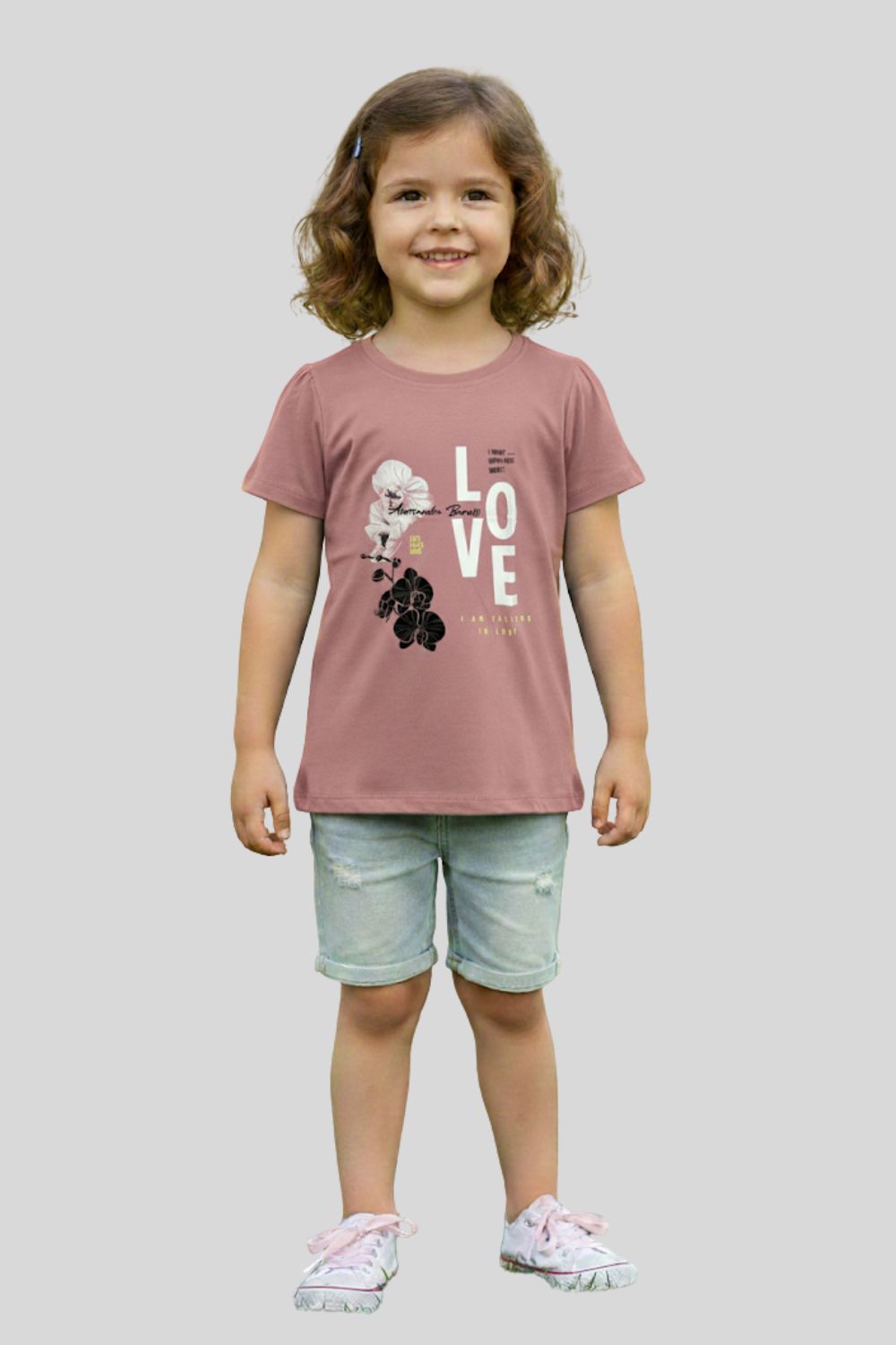 Girls’ Printed Cotton-Blend T-Shirt | Round Neck, Cap Sleeves, Regular Fit - 1792