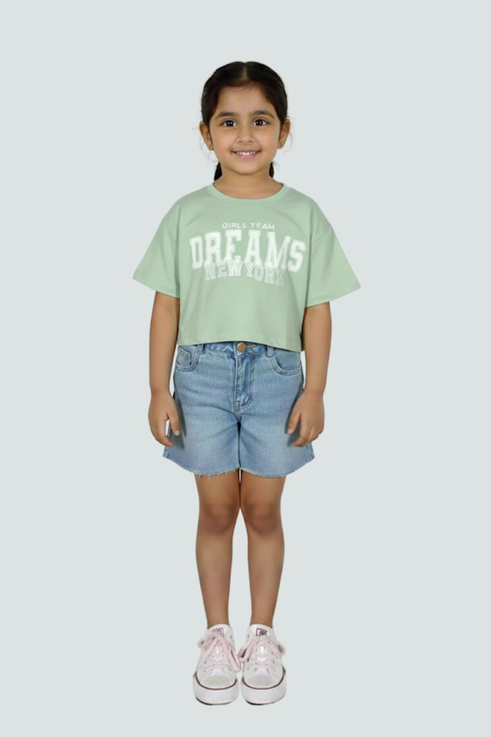 Girls’ Printed Cotton-Blend T-Shirt | Round Neck, Short Sleeves, Regular Fit - 1772