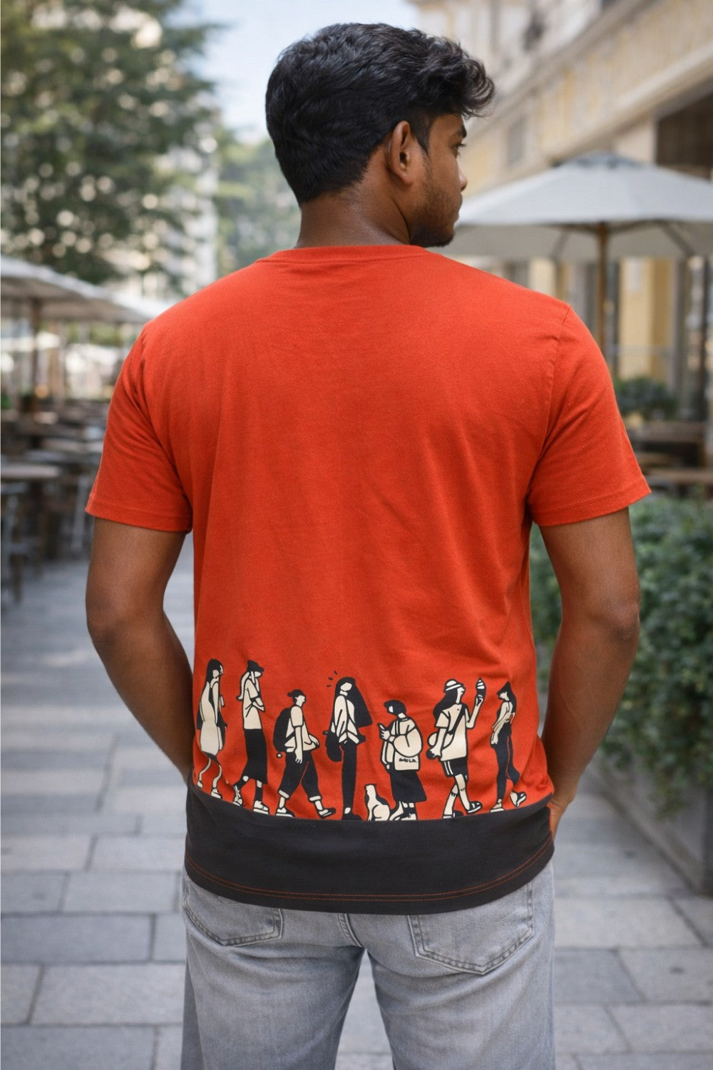 Enhance Men’s Cotton Graphic Printed Crew Neck T-Shirt | Street Style Round Neck Half Sleeve Everyday Wear - Brown - TG09