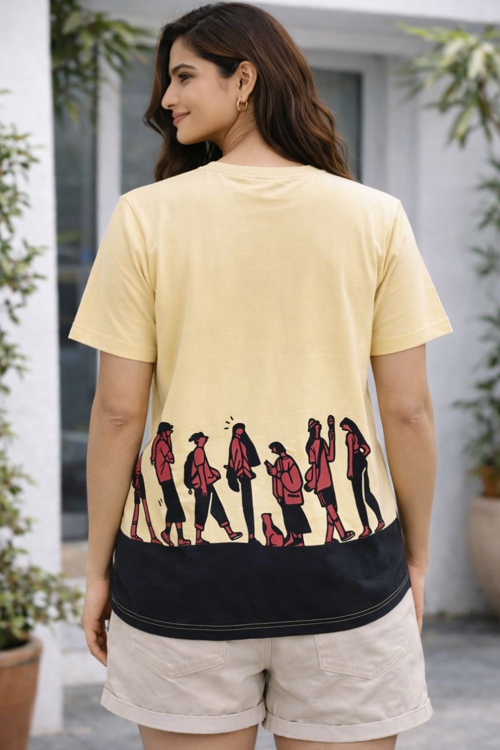 Graphic Cotton T-Shirt for Women & Unisex by Enhance Printed Crew Neck T-Shirt | Street Style Round Neck Half Sleeve Everyday Wear - Skin - TG09