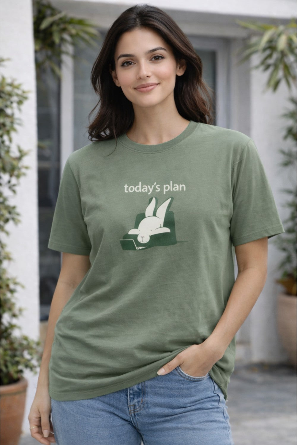 Graphic Cotton T-Shirt for Women & Unisex by Enhance Printed Round Neck Half Sleeve T-Shirt | Today's Plan Everyday Wear - Green - TG08