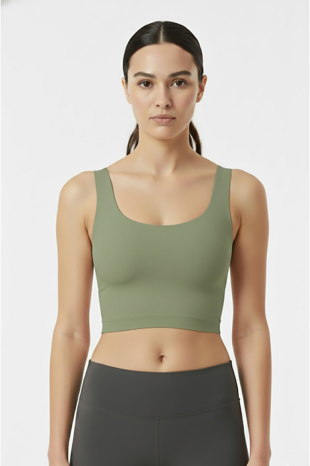 Teen Girls’ Padded Sport Bra – Full-Coverage, Seamless & Removable-Pad Crop-Slip Style - 1602