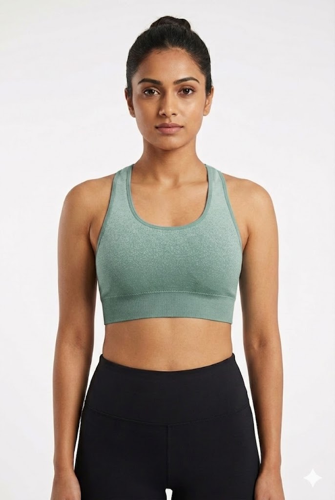 Seamless Racerback Bra for Women – Medium Coverage Padded Cotton Blend Bra with Removable Pads | Pull-On Active Comfort Bra - 6996