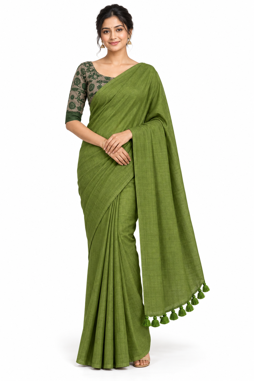 Women's Solid Cotton Blend Khadi Saree | Lightweight Ethnic Wear Saree for Daily Wear & Casual Outings - G359