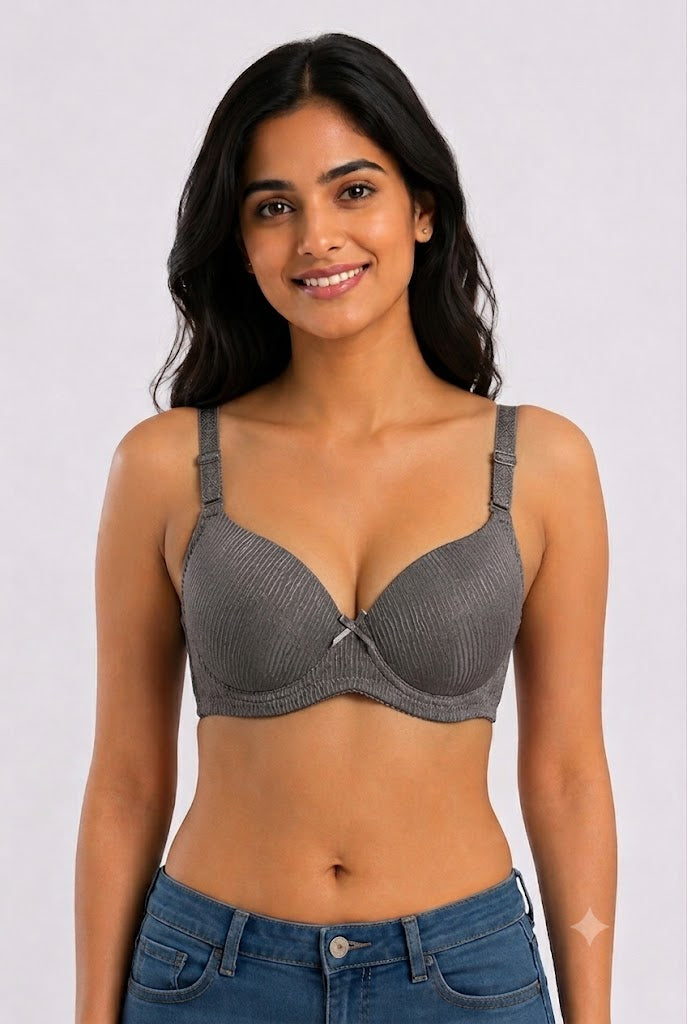 Women's Heavy Push-Up Shimmer Bra | Underwired Seamless Padded Bra for Women | Low Coverage Cotton Blend Fashion Bra - 828