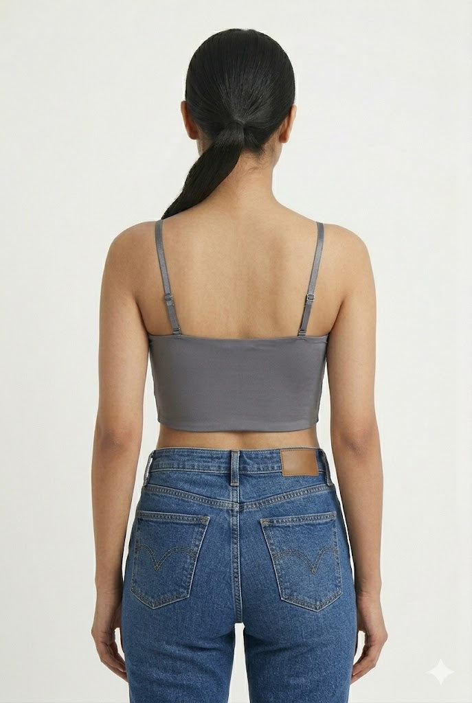 Seamless Crop Slip for Women & Teens – Padded Modal Full Coverage Slip with Adjustable Straps | Innerwear & Outerwear Crop Top - 558