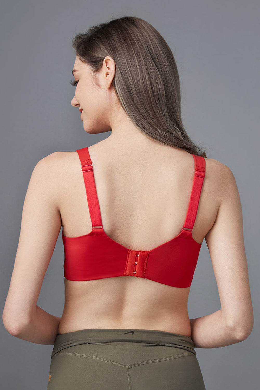 Intimacy Broad straps Non wired Non Padded Seamless Trendy Bra - Dark red - HS03