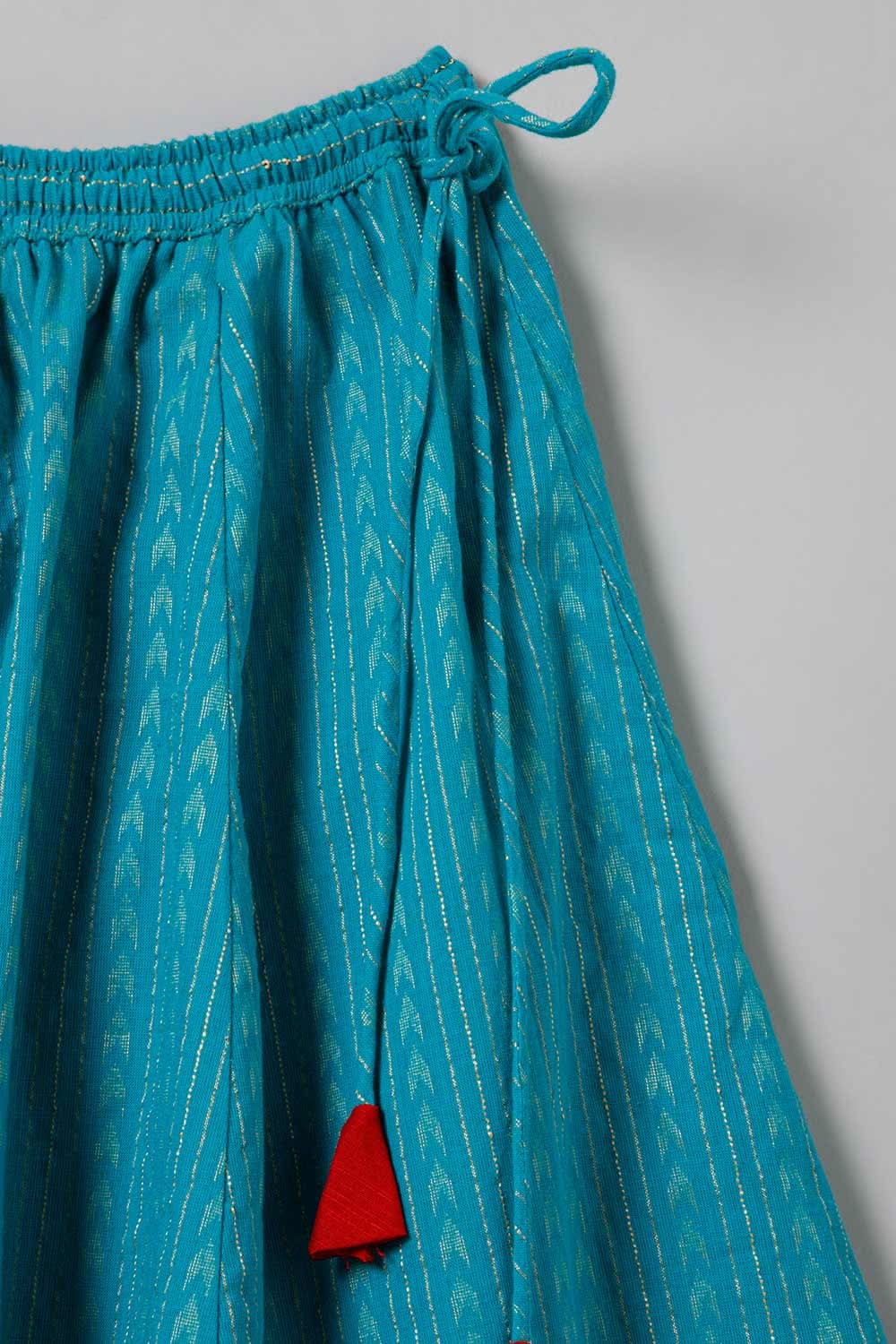 Chittythalli Traditional Pavadai Set with Halter Neck - Red & Blue - PS28