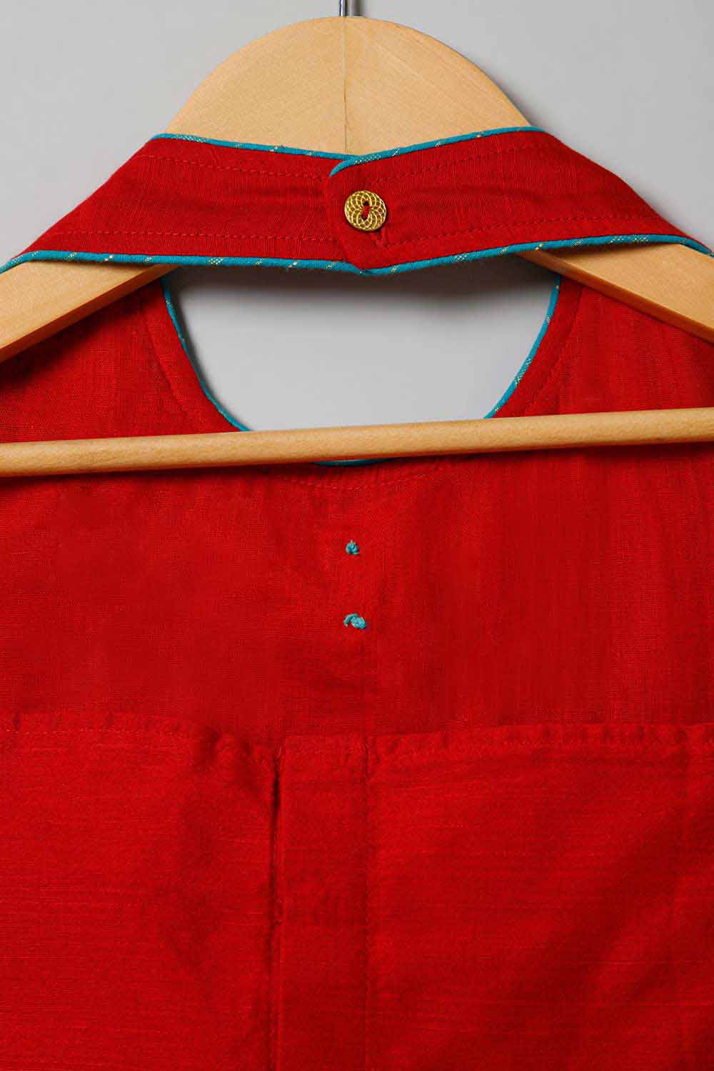 Chittythalli Traditional Pavadai Set with Halter Neck - Red & Blue - PS28