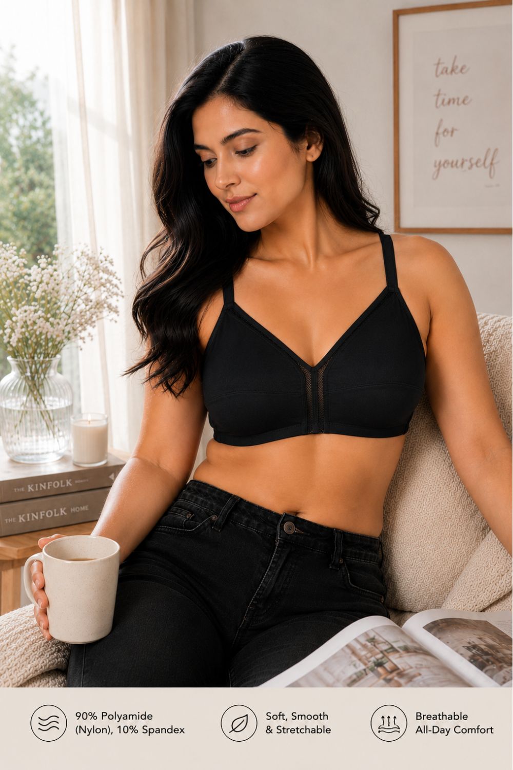 Intimacy Bra for Women – Non-Wired With Seam Everyday Bra with 3/4 Coverage, Smooth Back Support & All-Day Comfort - SS06