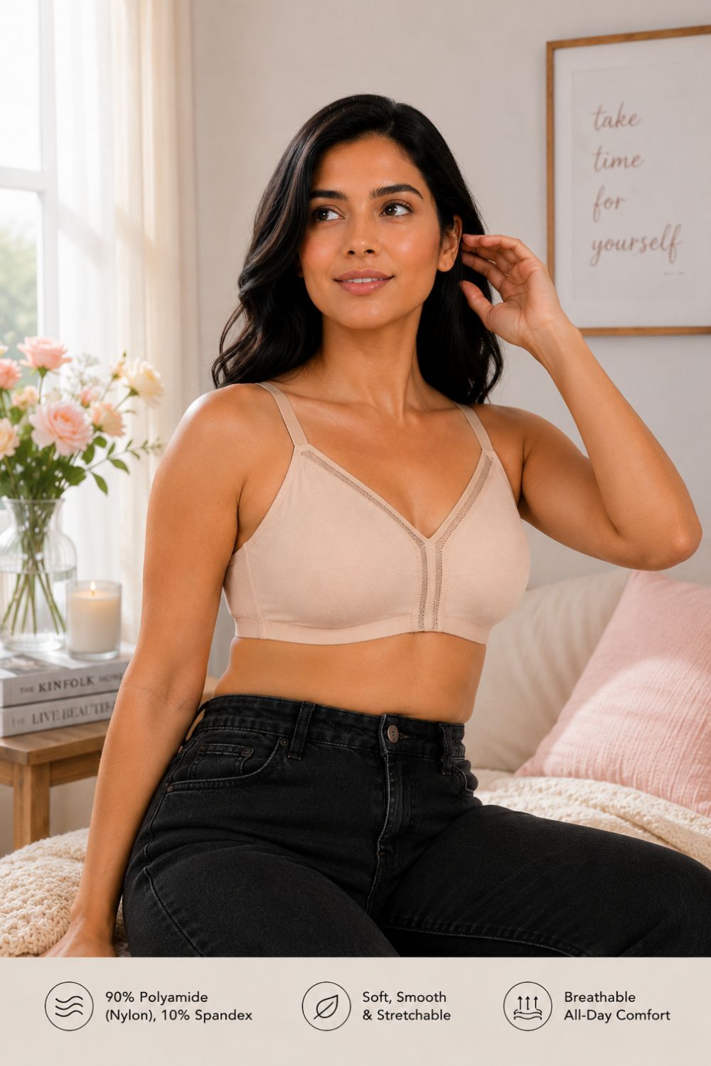 Intimacy Bra for Women – Non-Wired With Seam Everyday Bra with 3/4 Coverage, Smooth Back Support & All-Day Comfort - SS06