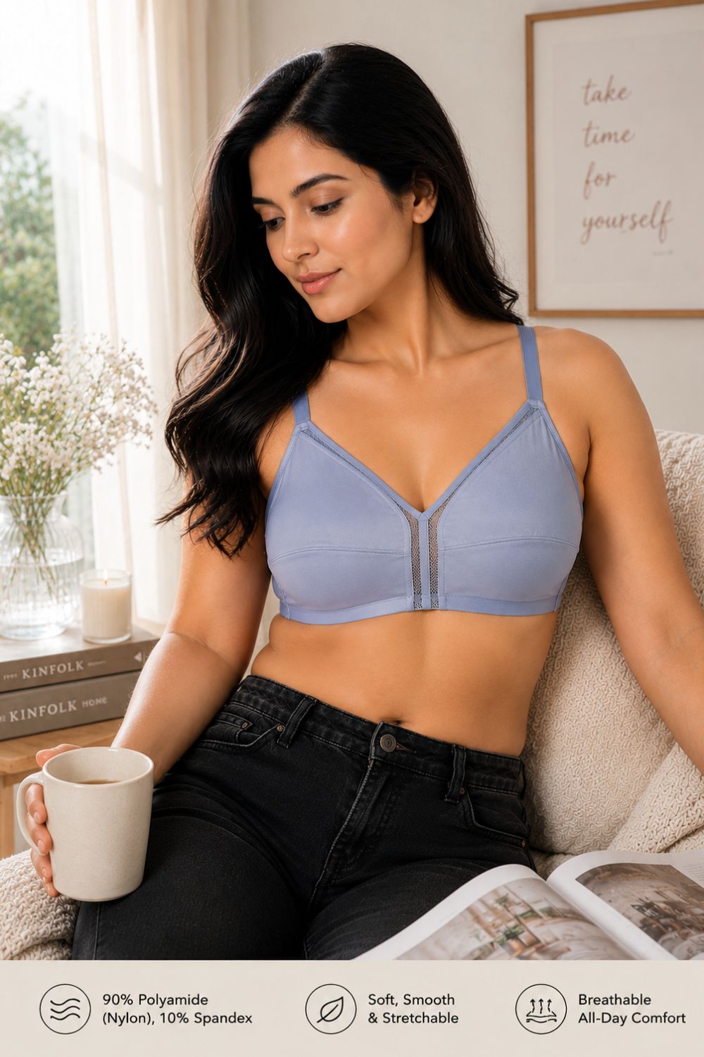 Intimacy Bra for Women – Non-Wired With Seam Everyday Bra with 3/4 Coverage, Smooth Back Support & All-Day Comfort - SS06