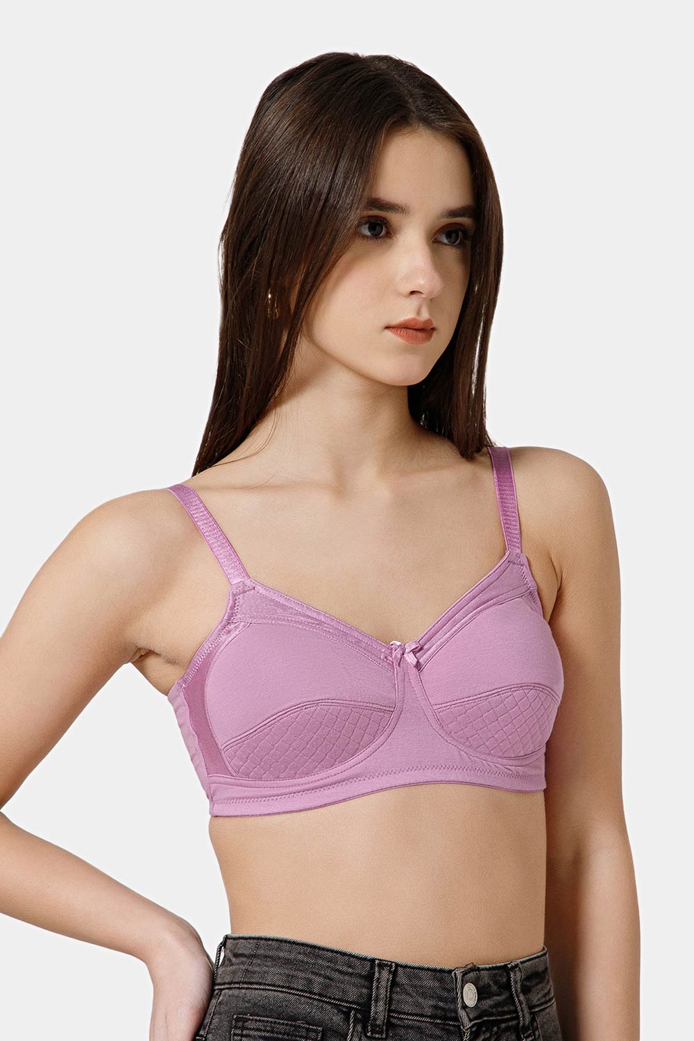 Intimacy Cotton Full Coverage Bra for Women – Non Wired M-Frame Support Bra | Plush Comfort Daily Wear Cotton Bra | Seam Support with Smooth Back Panel - PP01